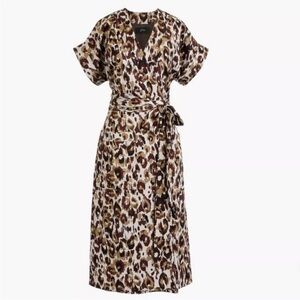 BOGO! NWT J. Crew Satin Wrap Dress Green Camo Print Size XS